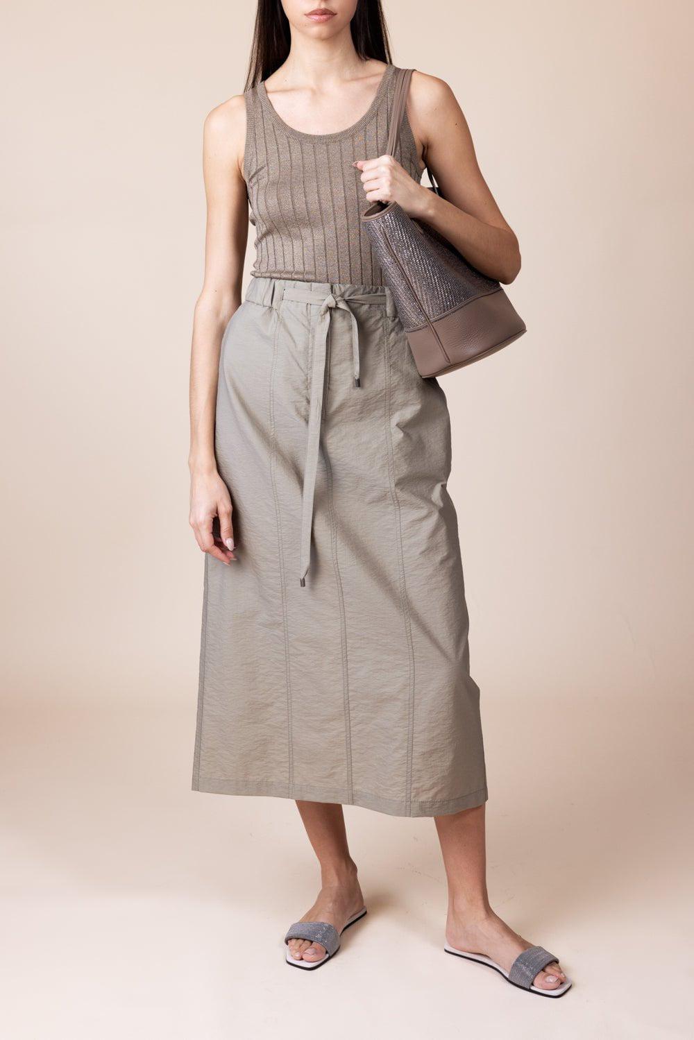 BRUNELLO CUCINELLI-Pull On Midi Skirt-