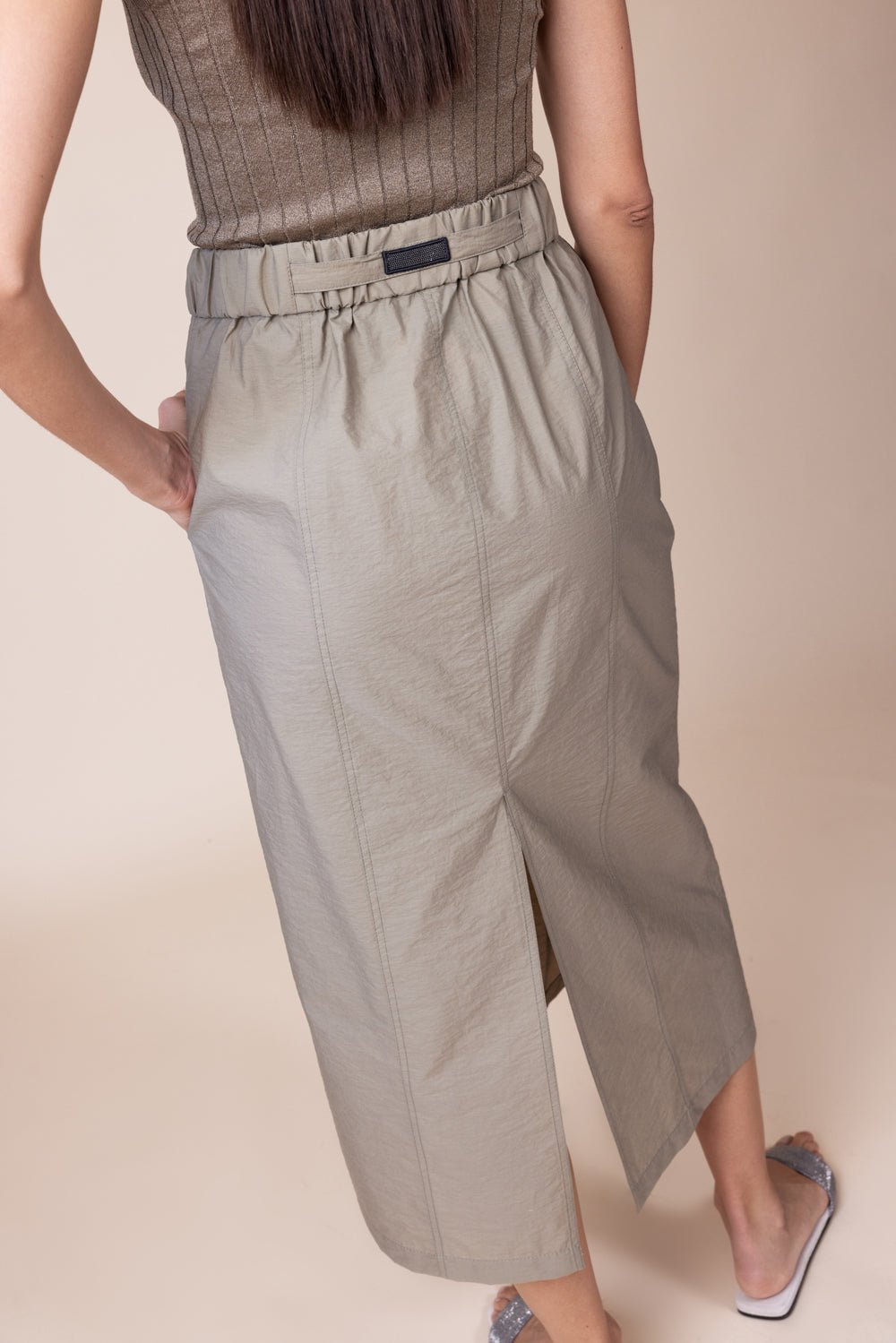 BRUNELLO CUCINELLI-Pull On Midi Skirt-