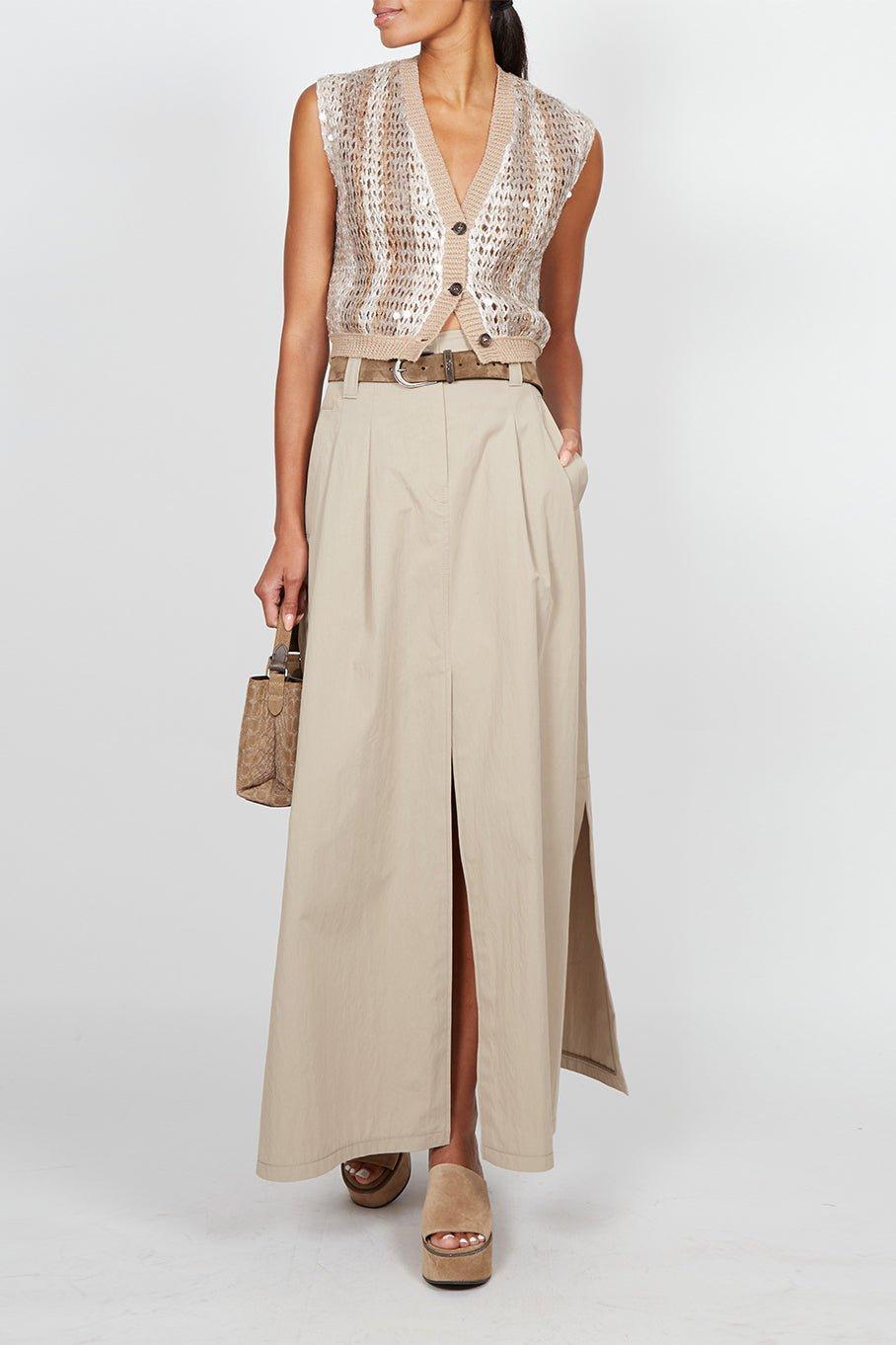 BRUNELLO CUCINELLI-Monili Trim Skirt-