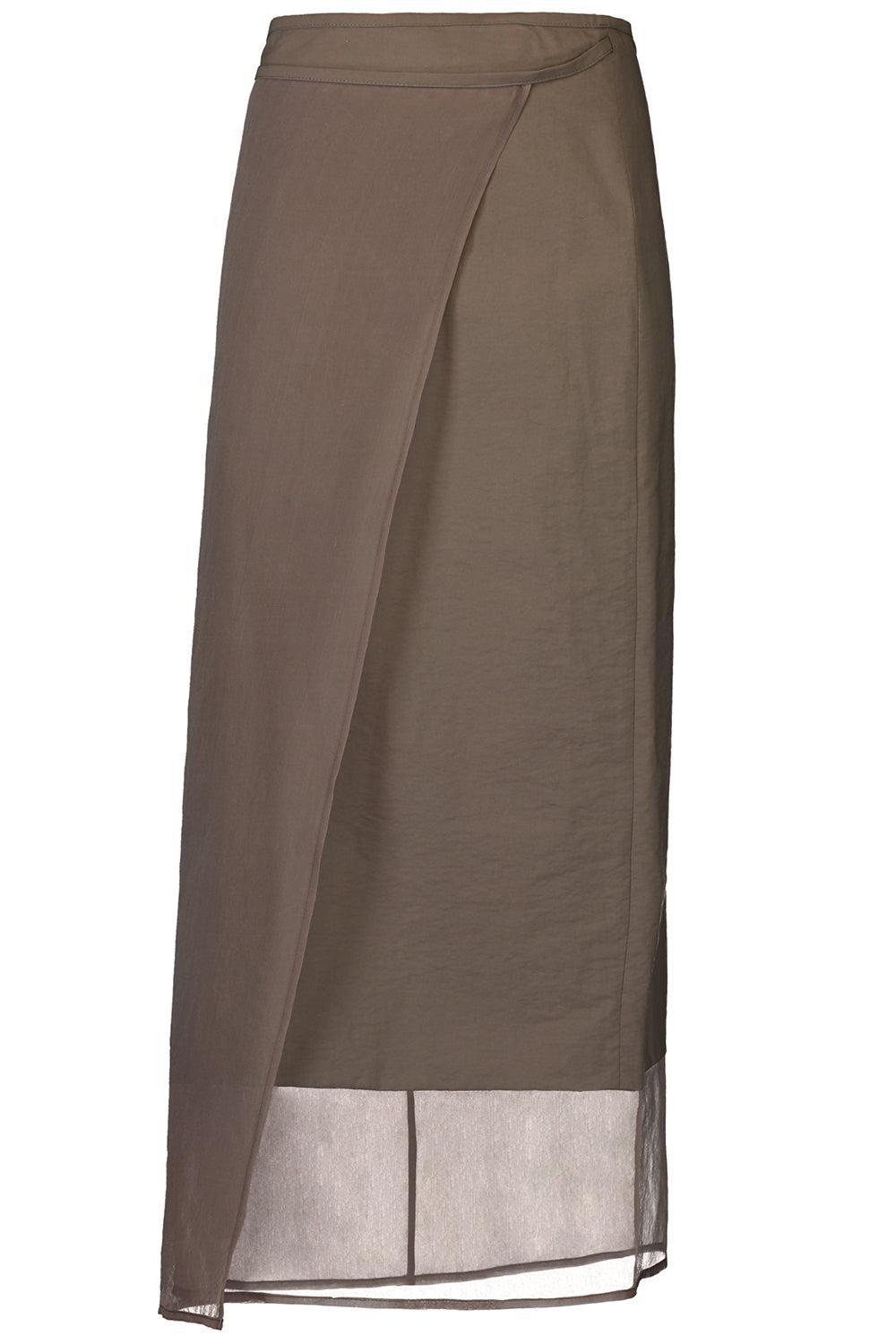 Diagonal Sarong Skirt-CHOCOLAT-38-CLOTHINGSKIRTMIDI-BRUNELLO CUCINELLI
