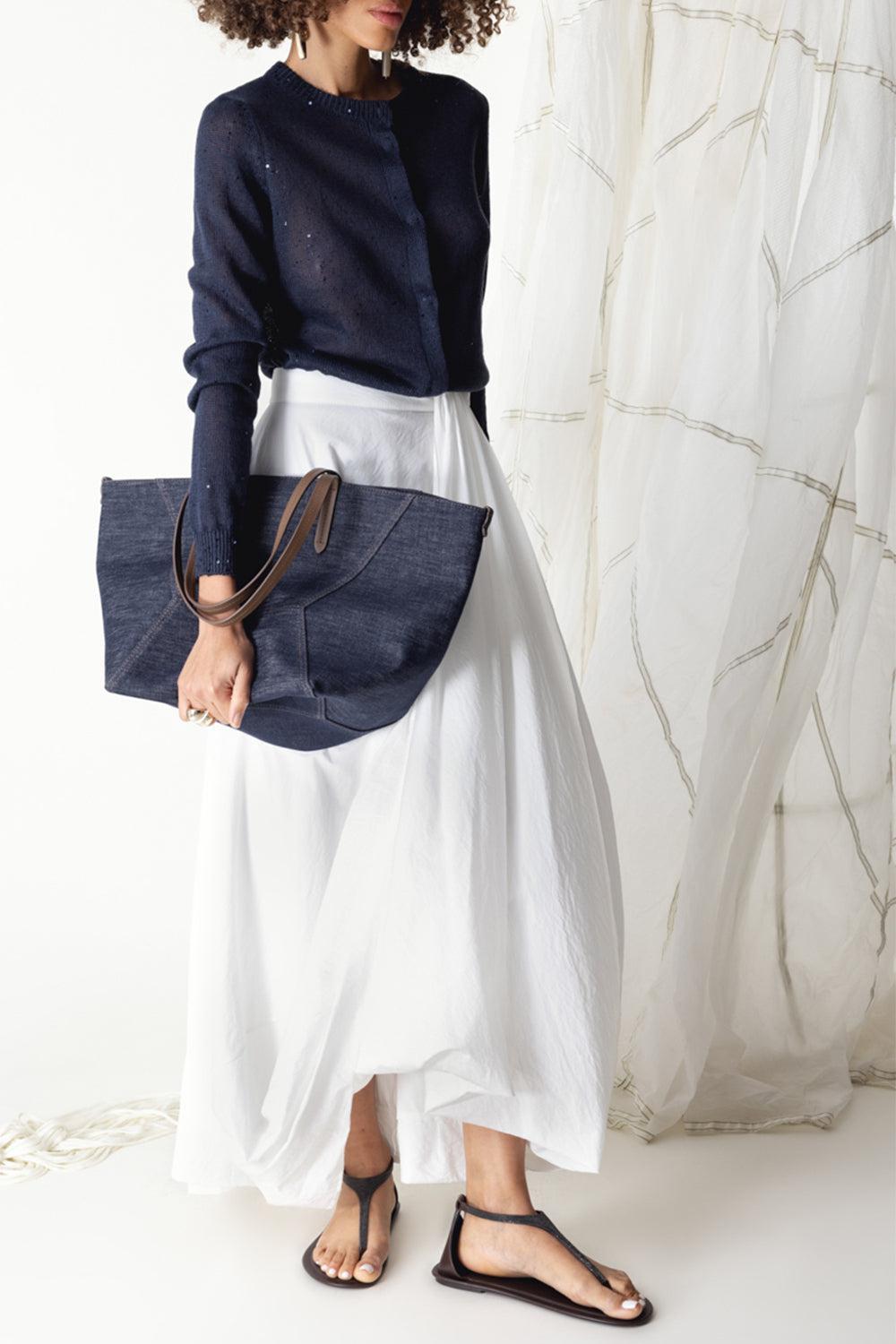 Bubble Hem Skirt-WHITE-38-CLOTHINGSKIRTMIDI-BRUNELLO CUCINELLI