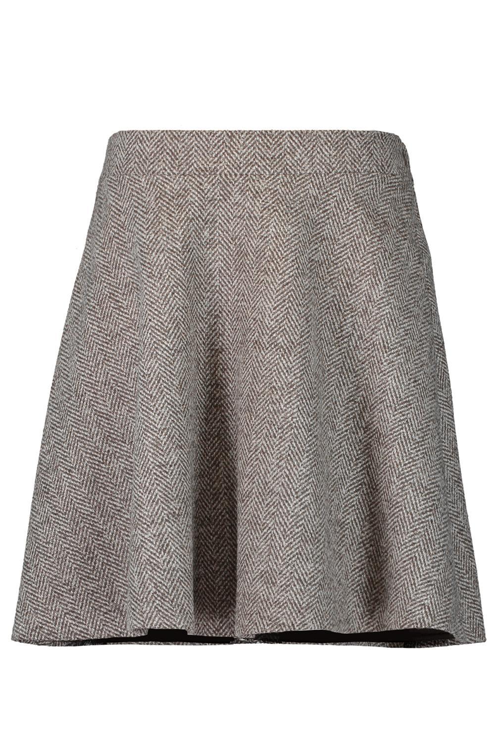 Herringbone Mini Circle Skirt-BROWN/GREY-36-CLOTHINGSKIRTMINI-BRUNELLO CUCINELLI