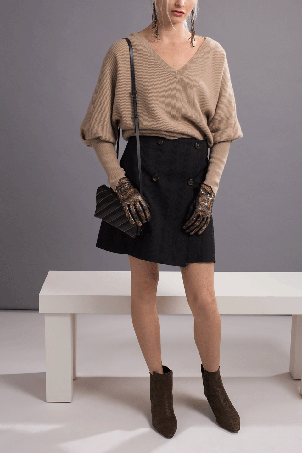 BRUNELLO CUCINELLI-Stripe A-Line Skirt-