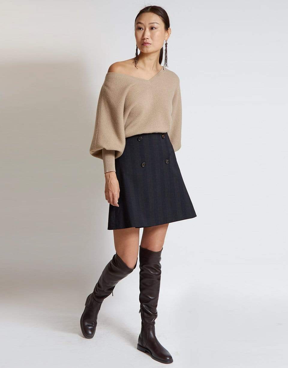 BRUNELLO CUCINELLI-Stripe A-Line Skirt-