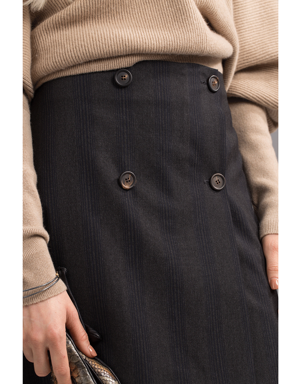 BRUNELLO CUCINELLI-Stripe A-Line Skirt-