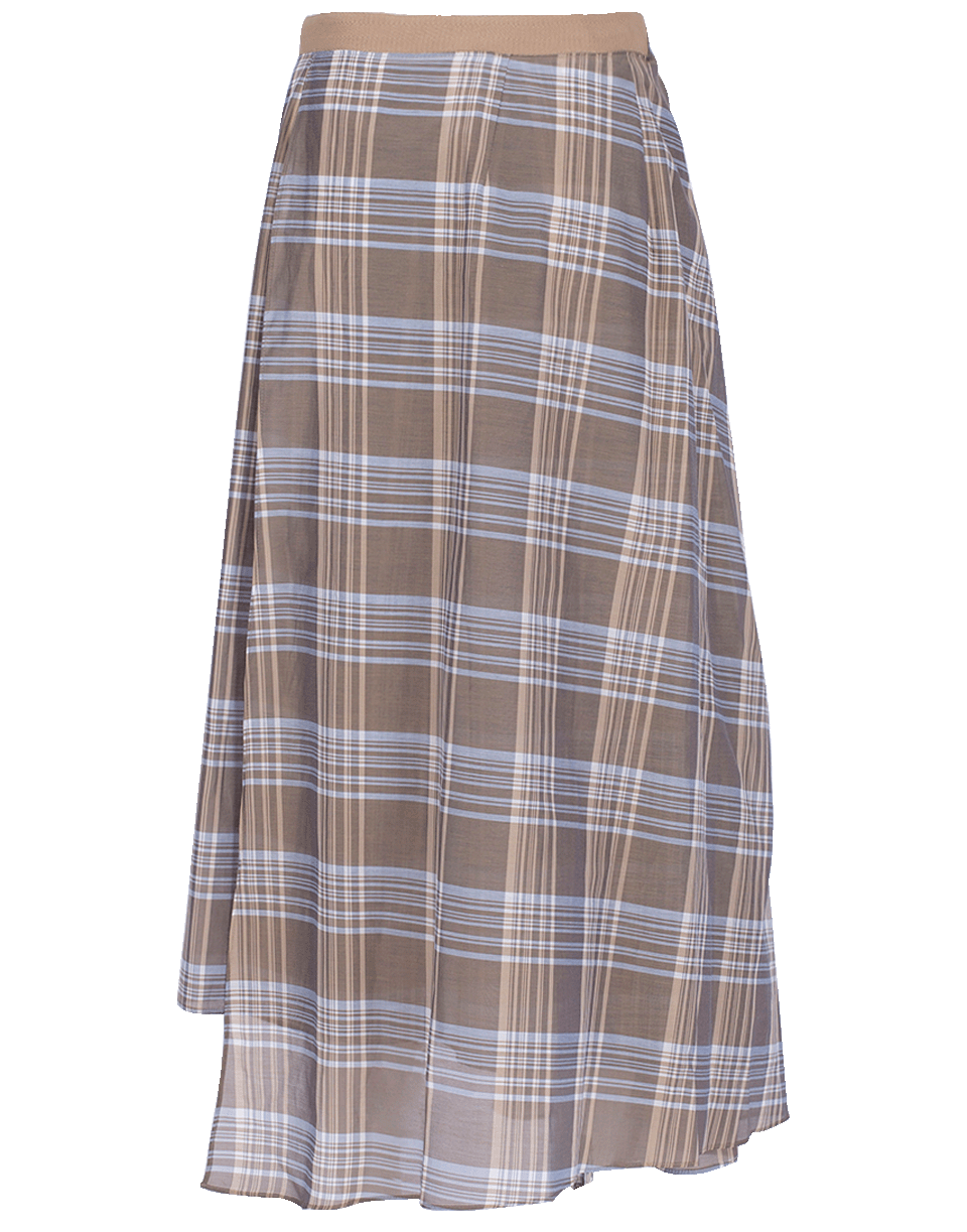 BRUNELLO CUCINELLI-Cotton Wrap Plaid Skirt-