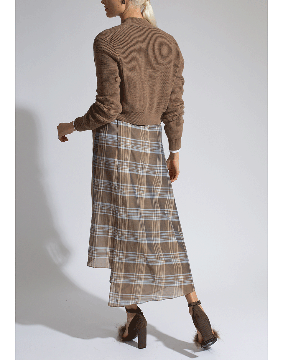 BRUNELLO CUCINELLI-Cotton Wrap Plaid Skirt-