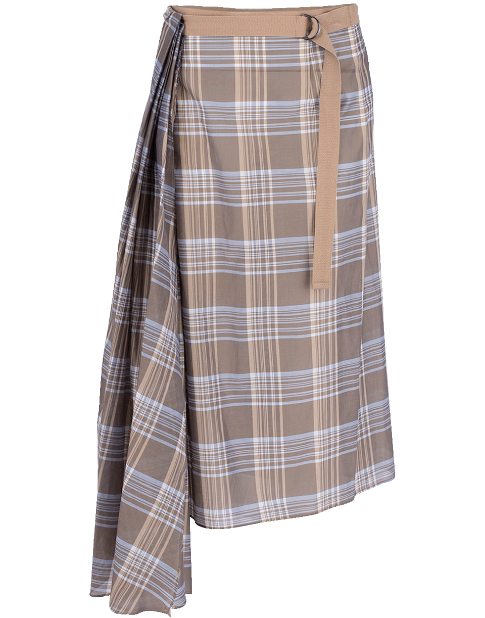 BRUNELLO CUCINELLI-Cotton Wrap Plaid Skirt-