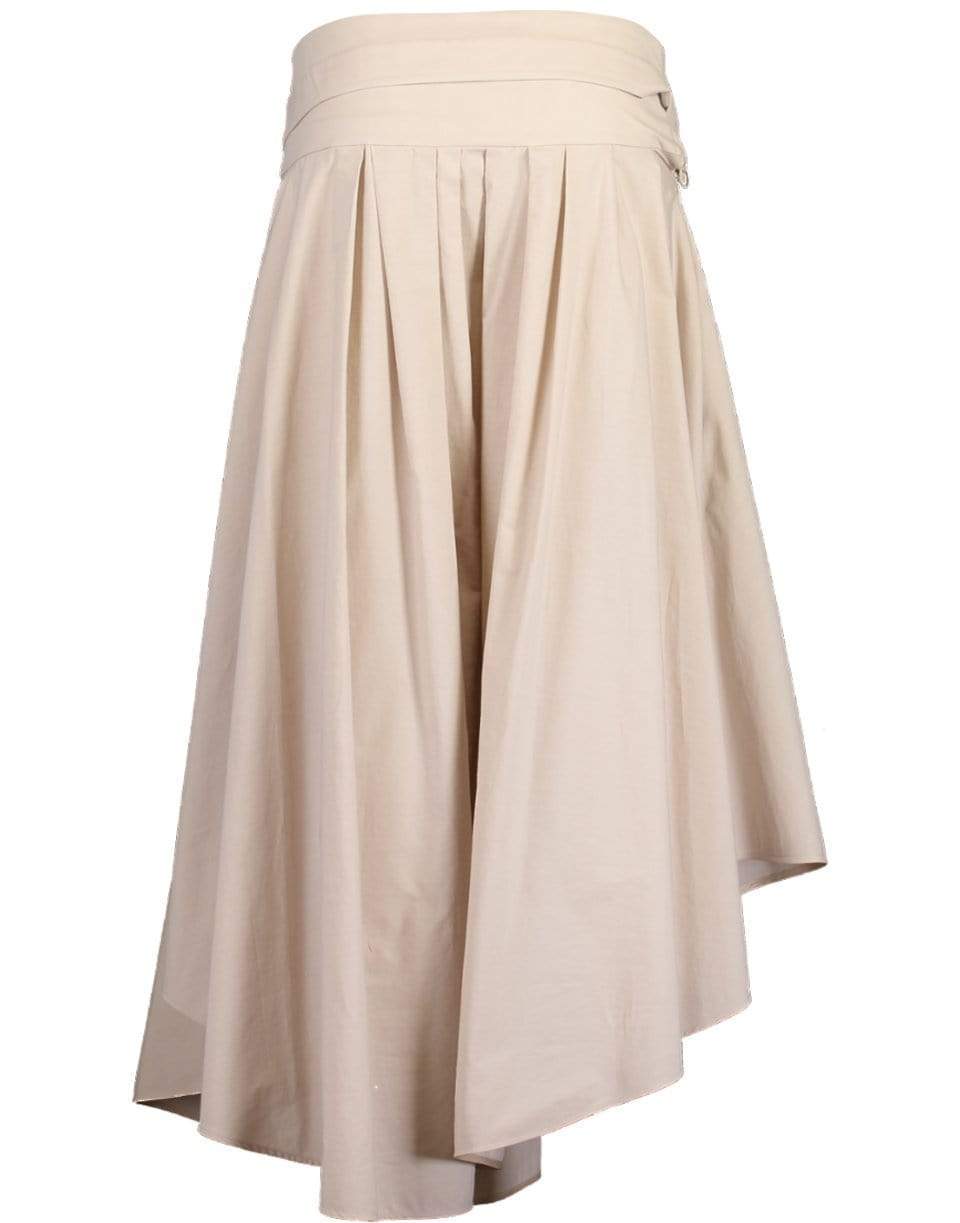 BRUNELLO CUCINELLI-Cotton Poplin Asymmetric Midi Skirt-
