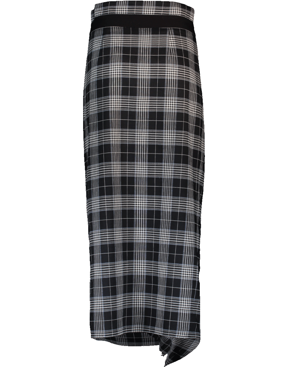 BRUNELLO CUCINELLI-Midi Plaid Belted Ruffle Skirt-