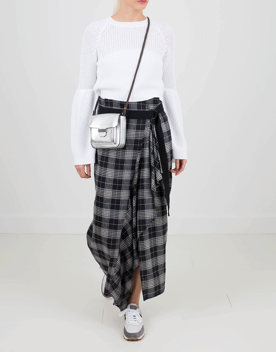 BRUNELLO CUCINELLI-Midi Plaid Belted Ruffle Skirt-