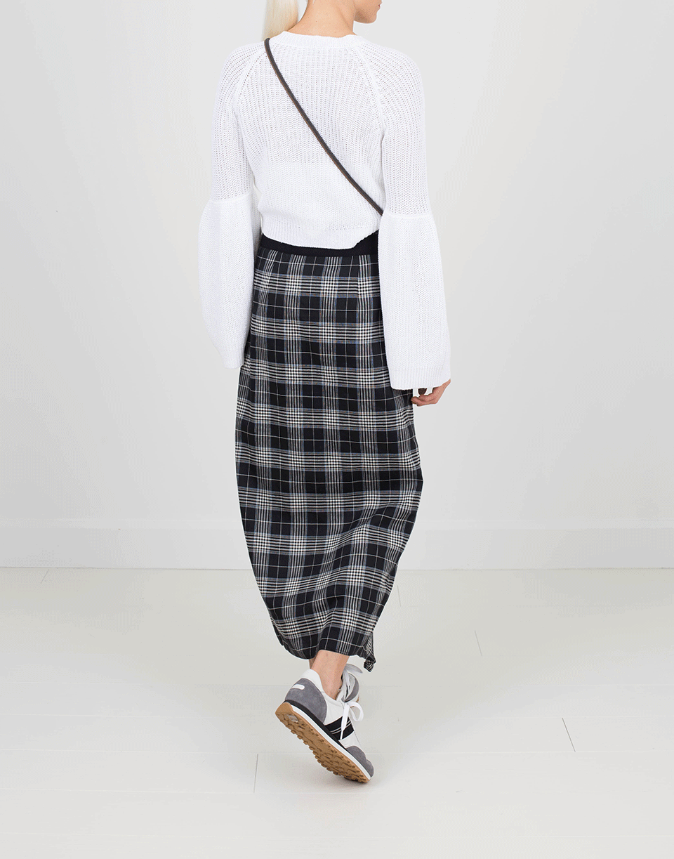 BRUNELLO CUCINELLI-Midi Plaid Belted Ruffle Skirt-