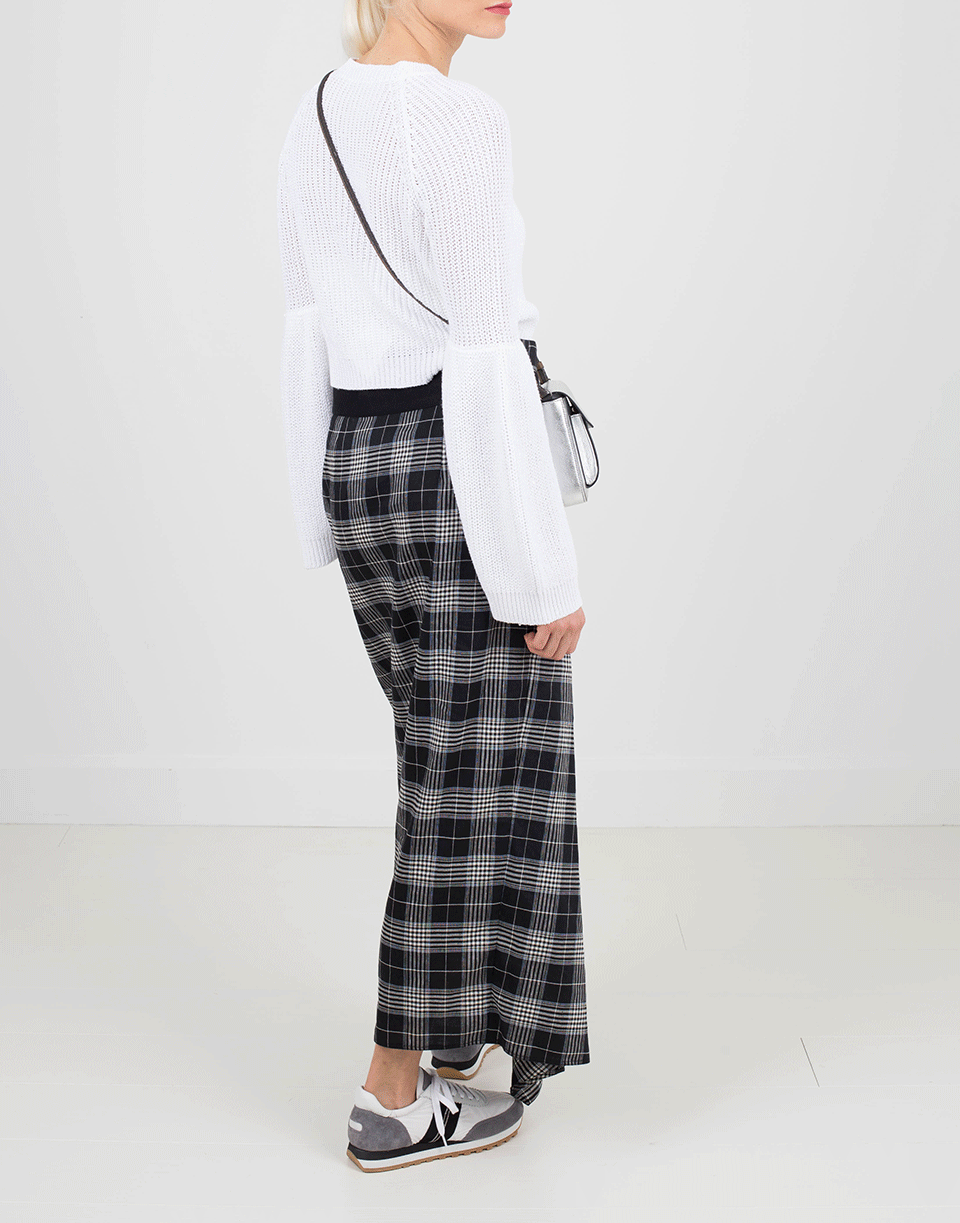 BRUNELLO CUCINELLI-Midi Plaid Belted Ruffle Skirt-