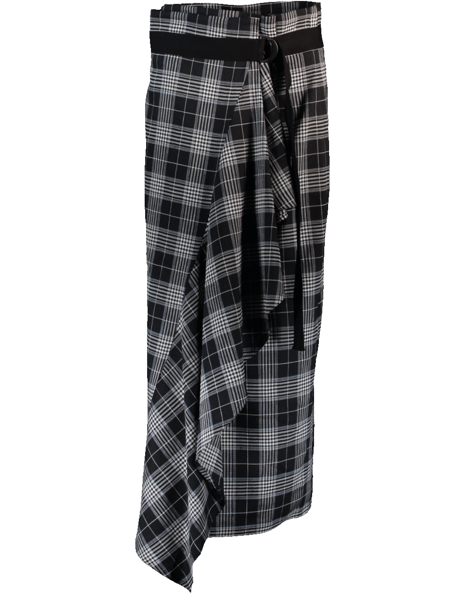 BRUNELLO CUCINELLI-Midi Plaid Belted Ruffle Skirt-