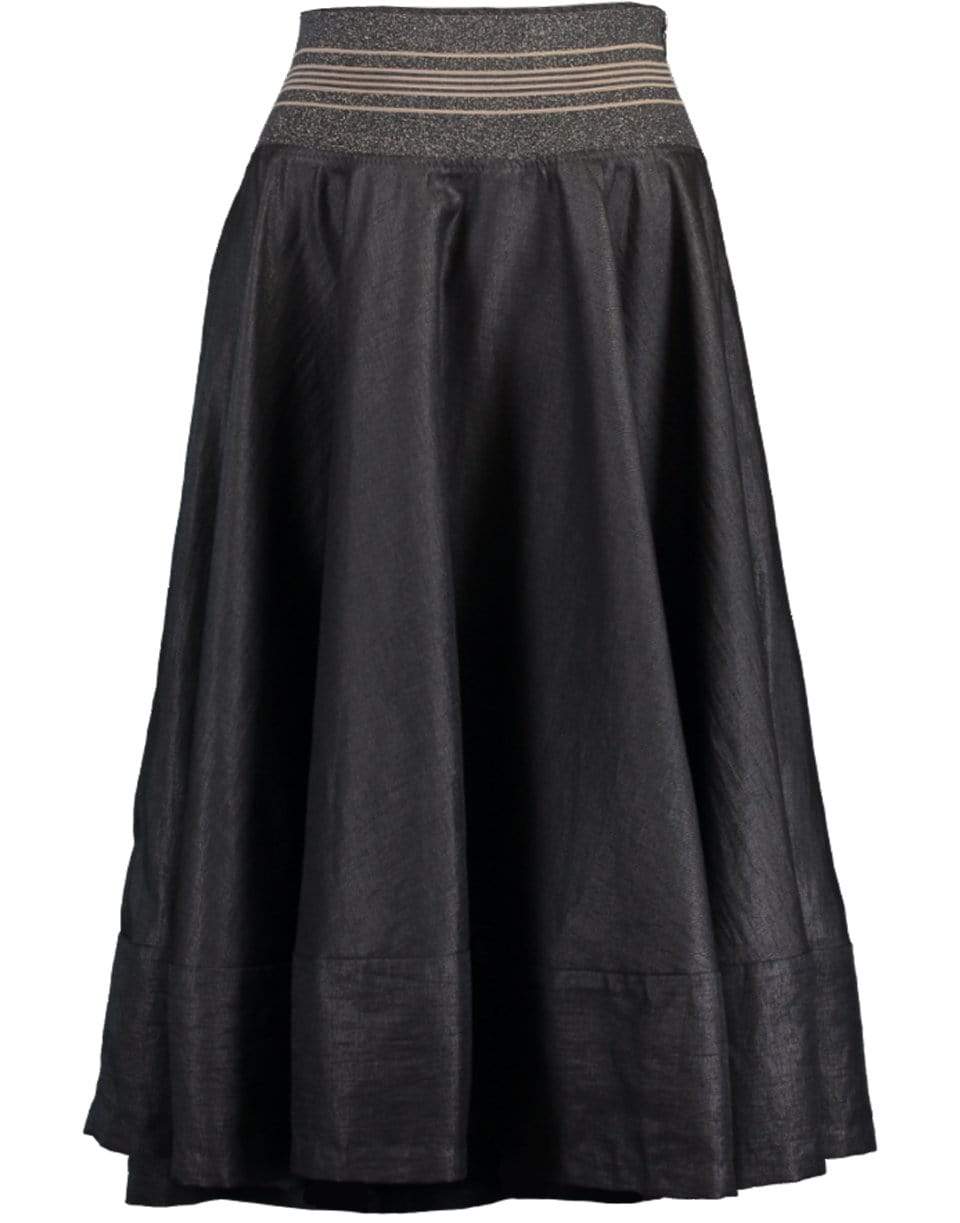 BRUNELLO CUCINELLI-Black Asymmetrical Linen Skirt-
