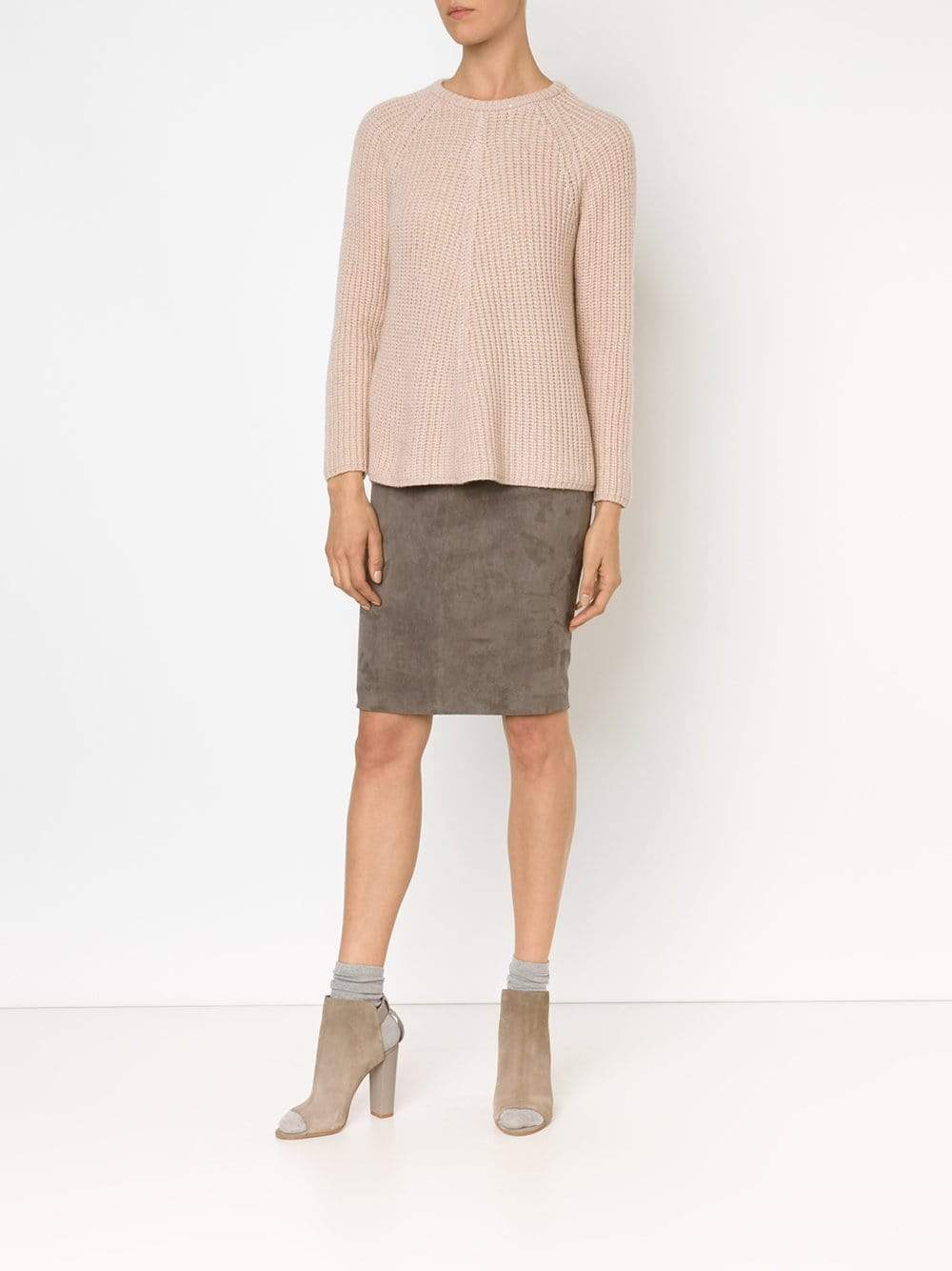 BRUNELLO CUCINELLI-Suede Pencil Skirt-