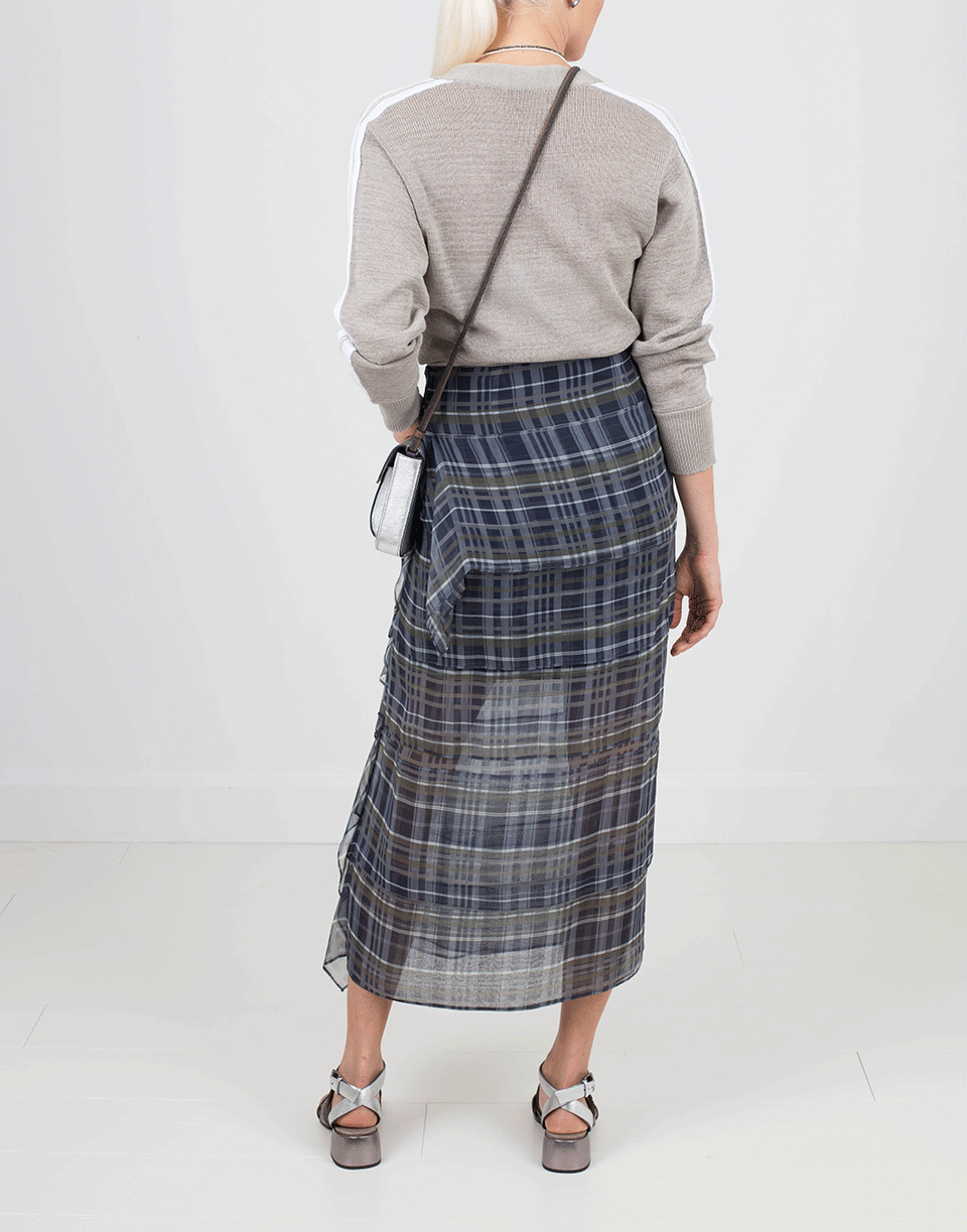 BRUNELLO CUCINELLI-Plaid Tiered Ruffle Skirt-