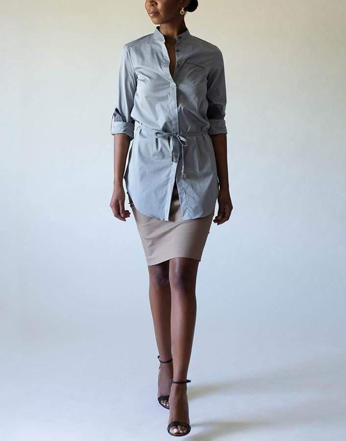 BRUNELLO CUCINELLI-Side Ruch Stretch Pencil Skirt-DESERT