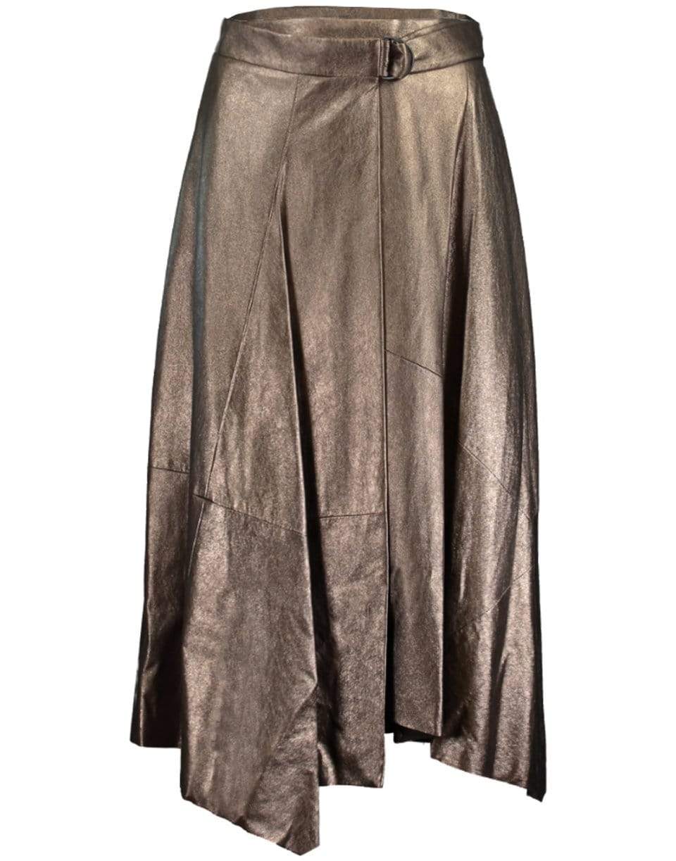 BRUNELLO CUCINELLI-Lamé Suede A-Line Wrap Skirt-