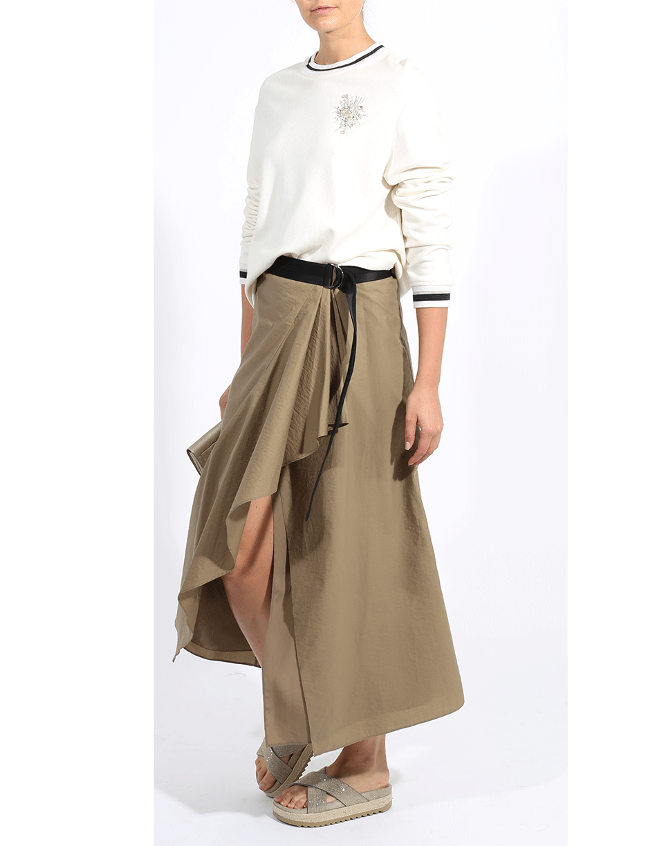 BRUNELLO CUCINELLI-Ruffle Slit Skirt-