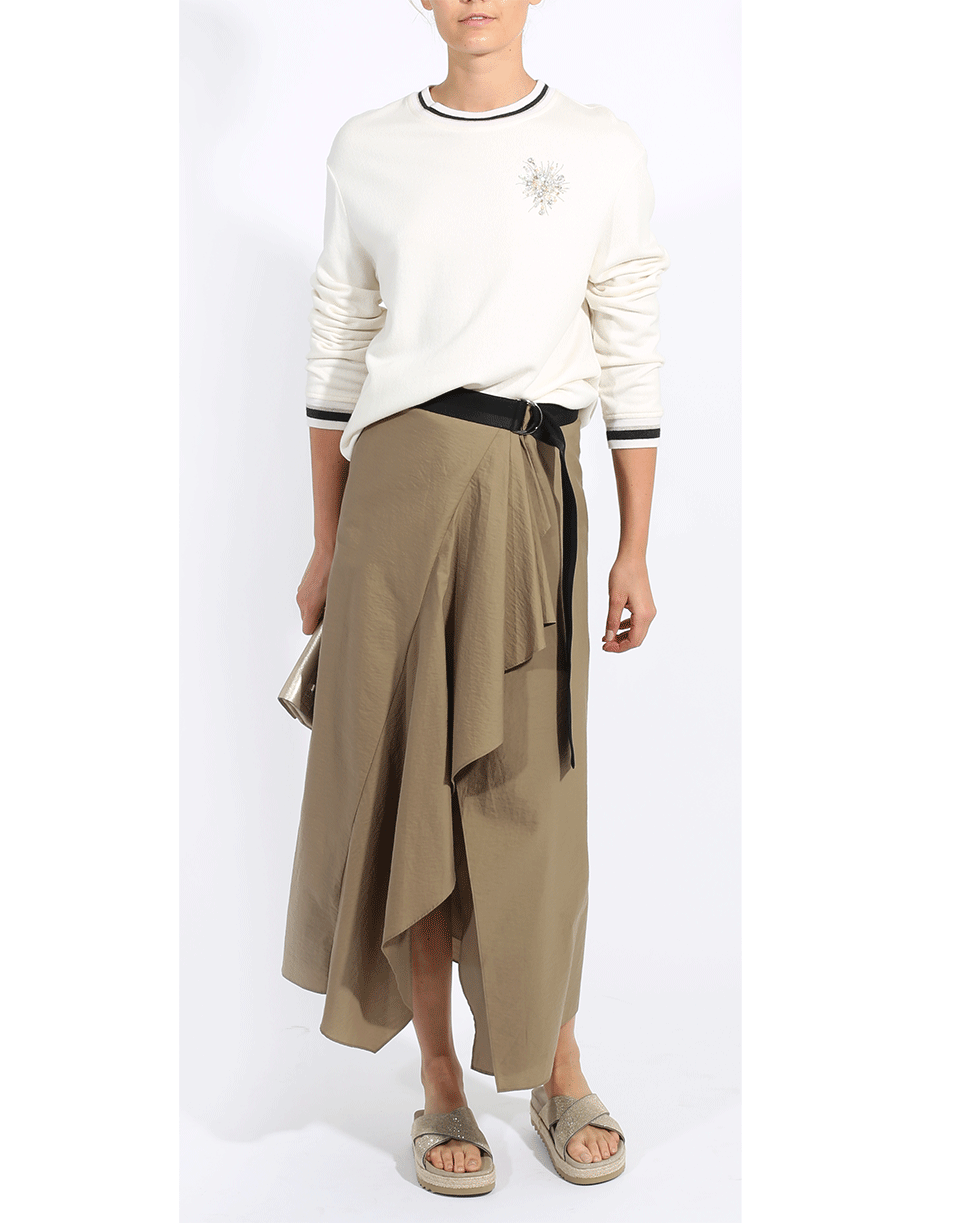 BRUNELLO CUCINELLI-Ruffle Slit Skirt-