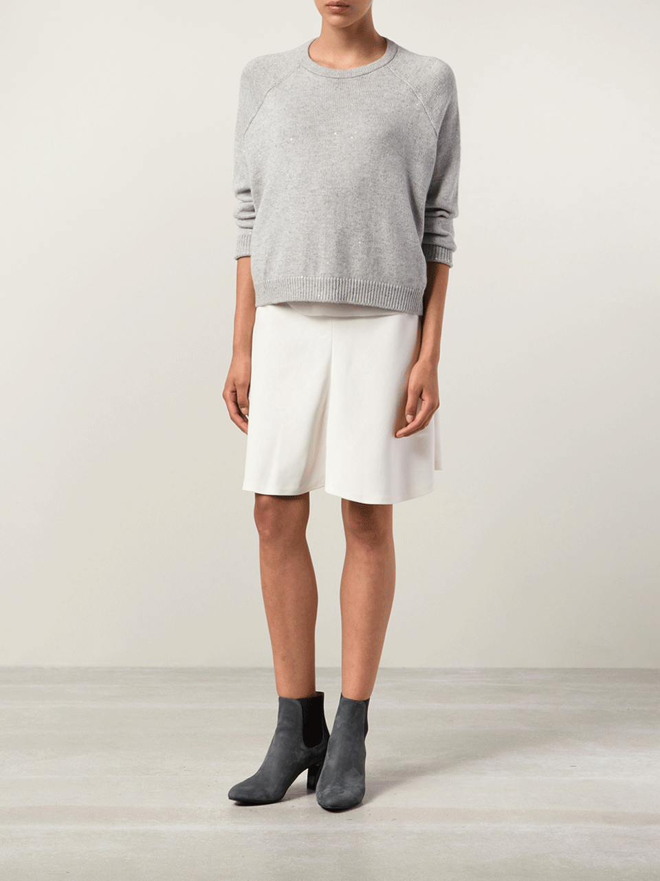 BRUNELLO CUCINELLI-Wool Twill Swing Skirt-