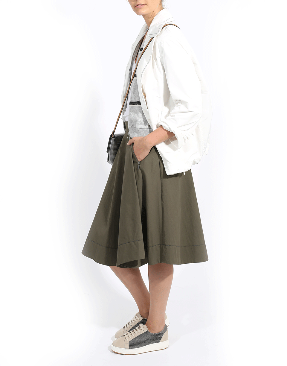 BRUNELLO CUCINELLI-Monili Hem Cotton Skirt-