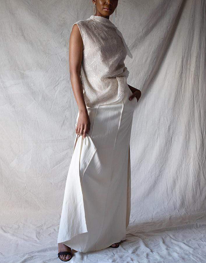 BRUNELLO CUCINELLI-Panama Linen Twill Maxi Skirt-