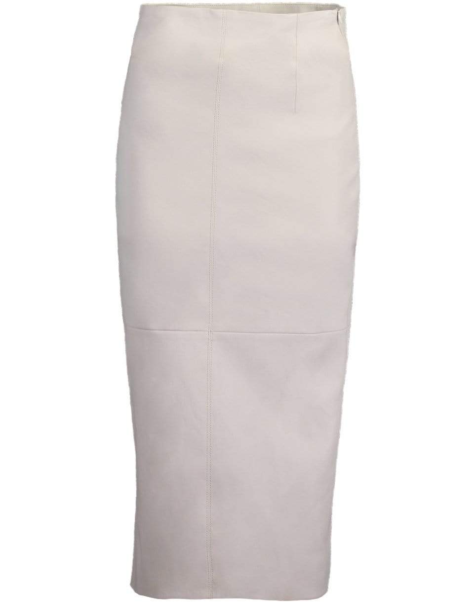 BRUNELLO CUCINELLI-Warm White Leather Pencil Skirt-
