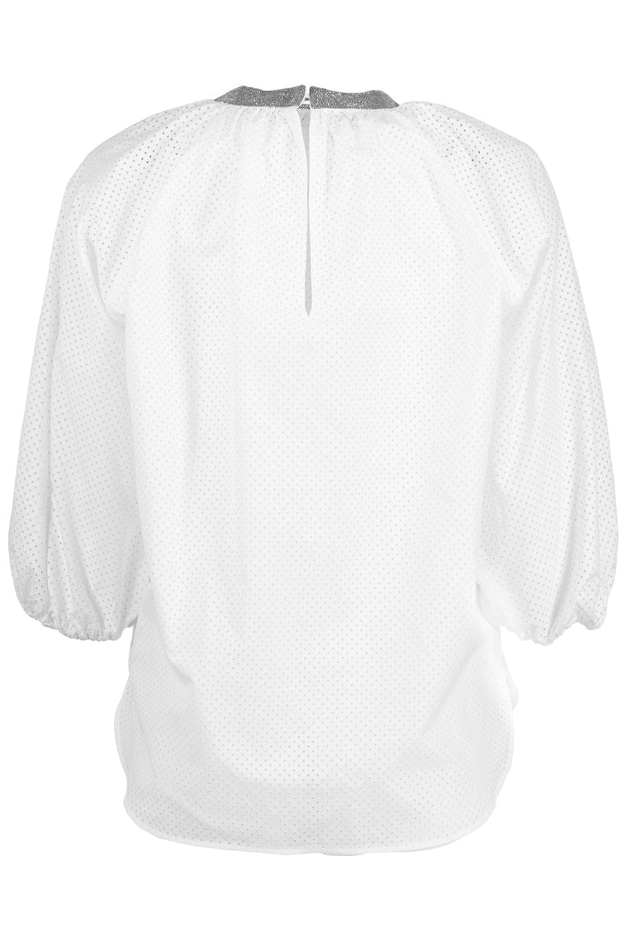 BRUNELLO CUCINELLI-Monili Trim Collar Peasant Top-