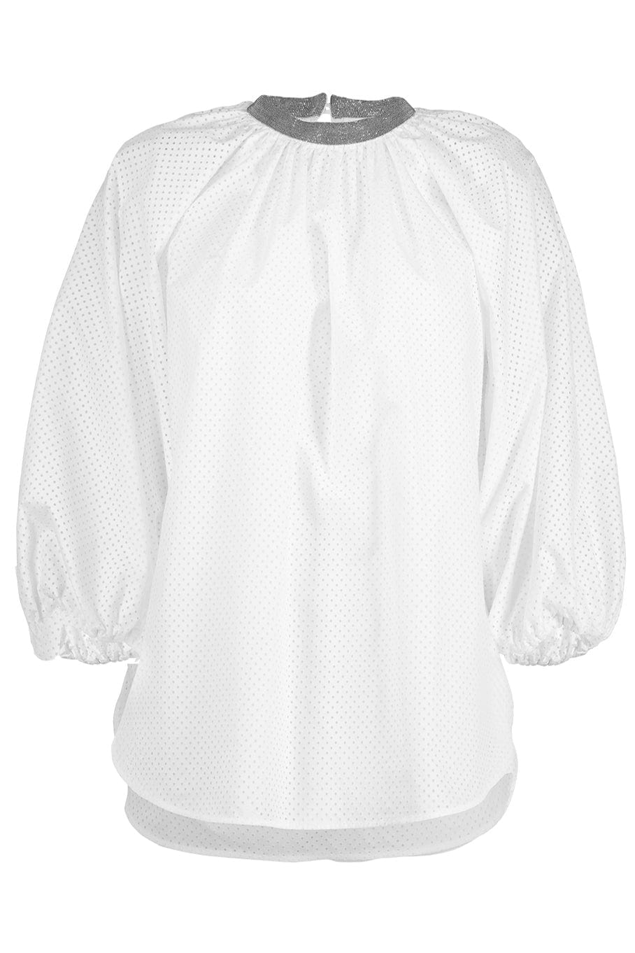 BRUNELLO CUCINELLI-Monili Trim Collar Peasant Top-