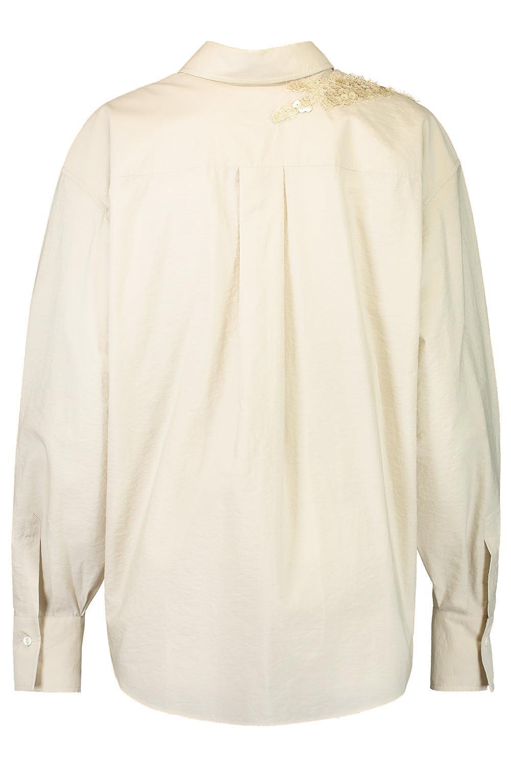 Halo Emrbroidered Long Sleeve Shirt-BROWN-XS-CLOTHINGTOPBLOUSE-BRUNELLO CUCINELLI