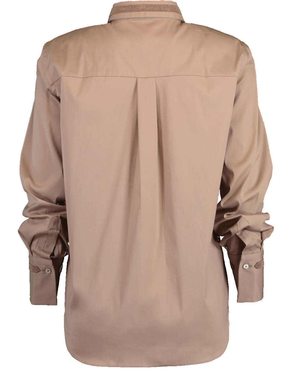 BRUNELLO CUCINELLI-Stretch Monili Collar and Cuff Blouse-