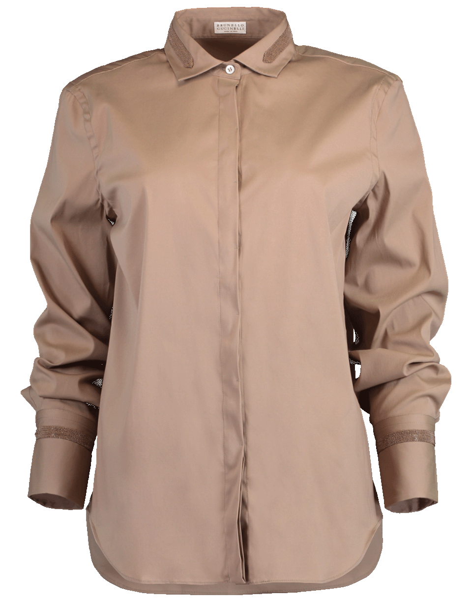 BRUNELLO CUCINELLI-Stretch Monili Collar and Cuff Blouse-