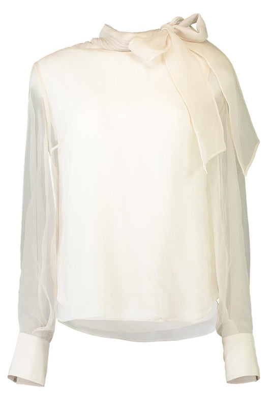 Crispy Bow Blouse-CHAMPAGNE-XS-CLOTHINGTOPBLOUSE-BRUNELLO CUCINELLI