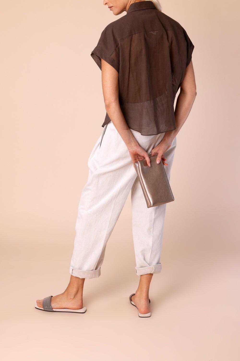 BRUNELLO CUCINELLI-Magnolia Embroidered Button Front Top-