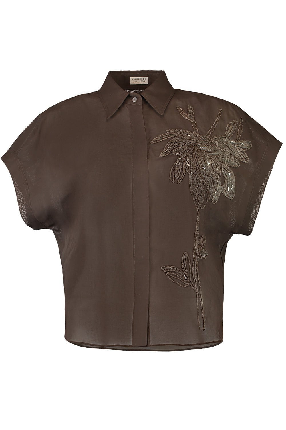 BRUNELLO CUCINELLI-Magnolia Embroidered Button Front Top-