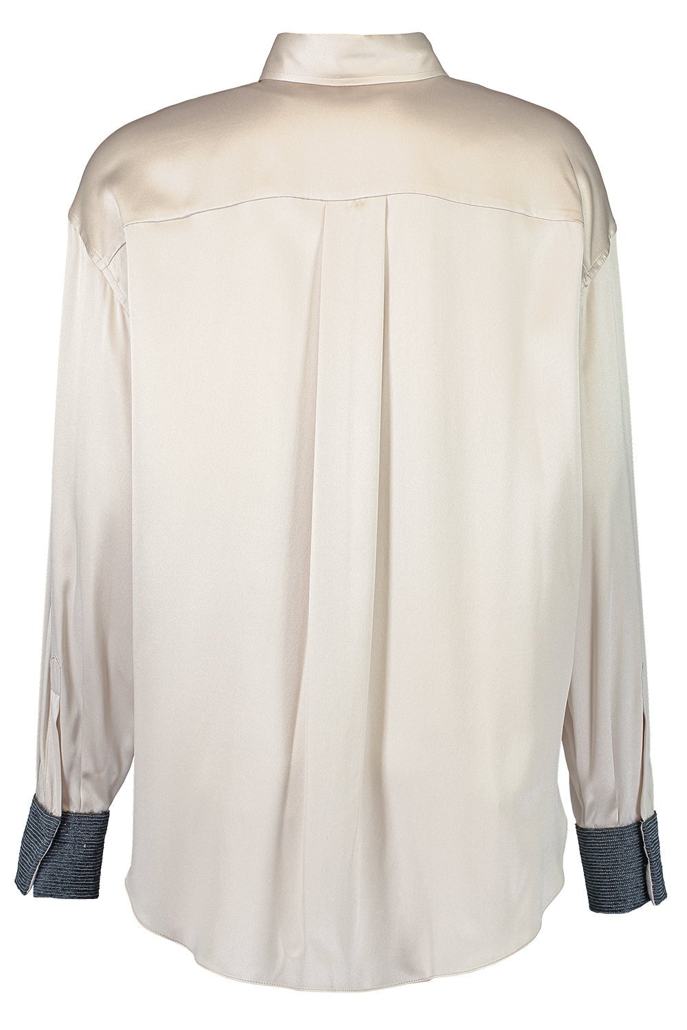 BRUNELLO CUCINELLI-Contrast Cuff Satin Soft Shirt-