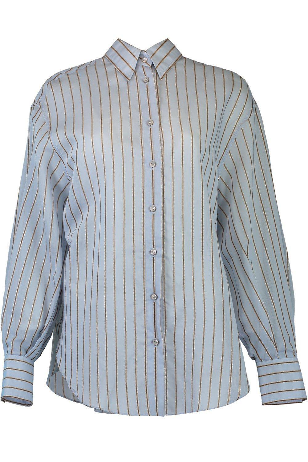 BRUNELLO CUCINELLI-Metallic Striped Shirt-