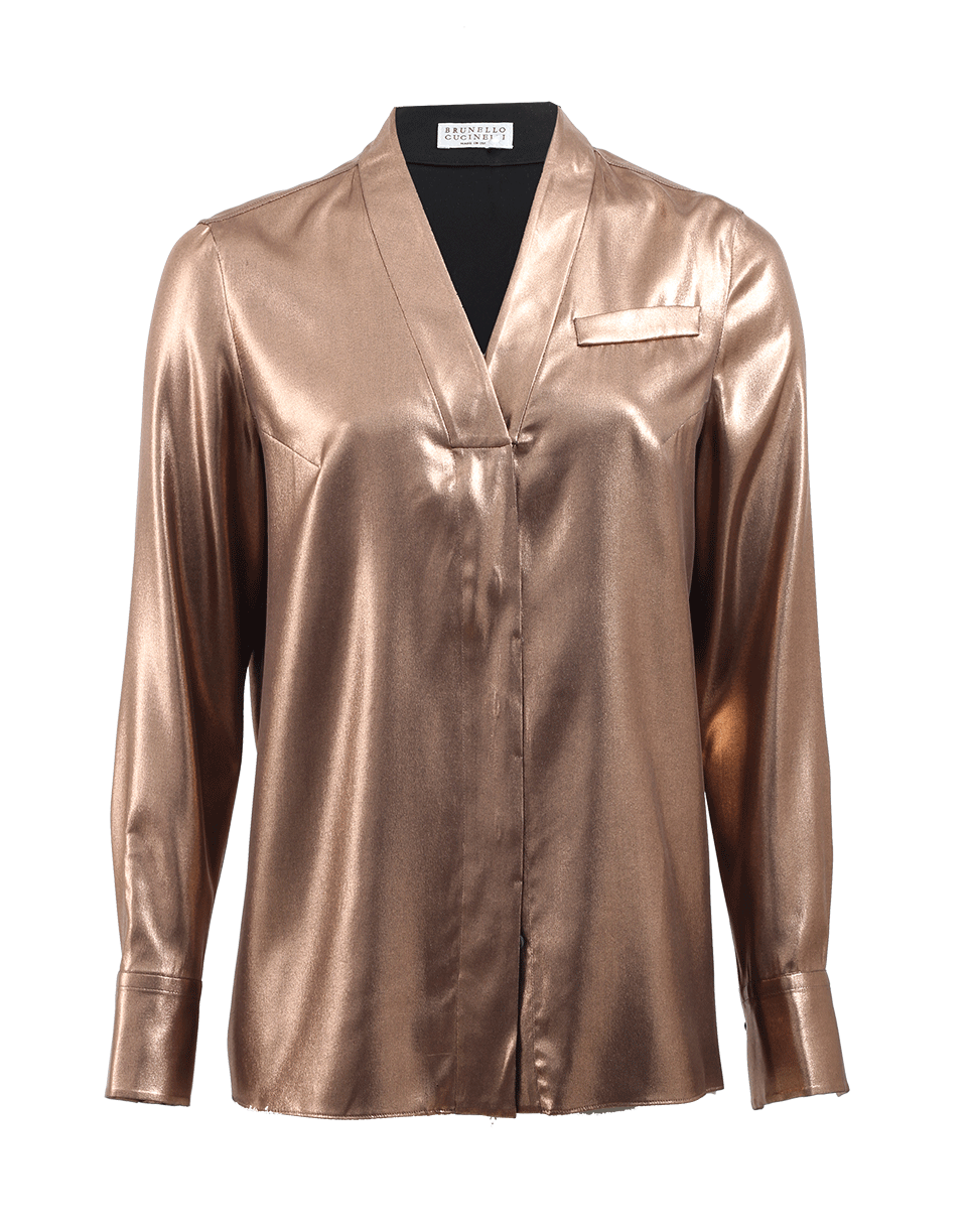 BRUNELLO CUCINELLI-Lame Button Down Blouse-