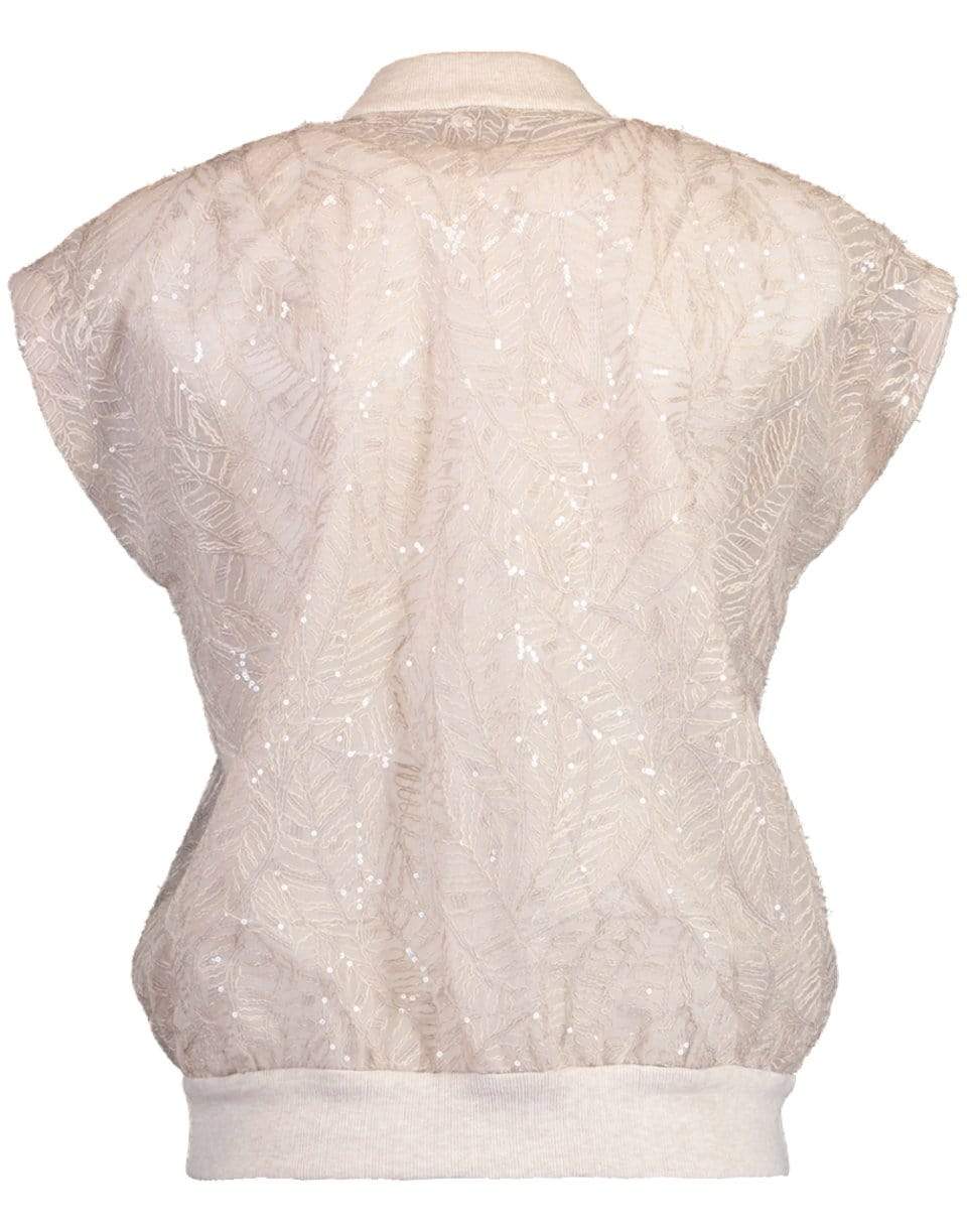 BRUNELLO CUCINELLI-Leaf Motif Embroidered Paillette Zip Up Top-