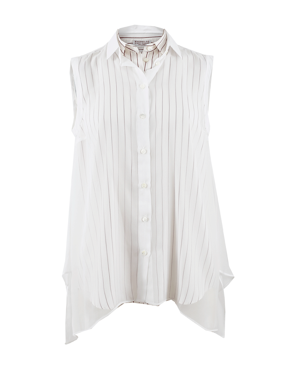 BRUNELLO CUCINELLI-Striped Layered Chiffon Top-