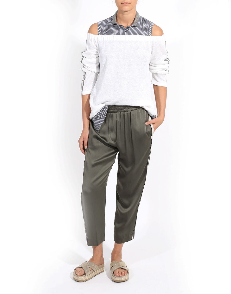 BRUNELLO CUCINELLI-Striped Monili Collar Blouse-