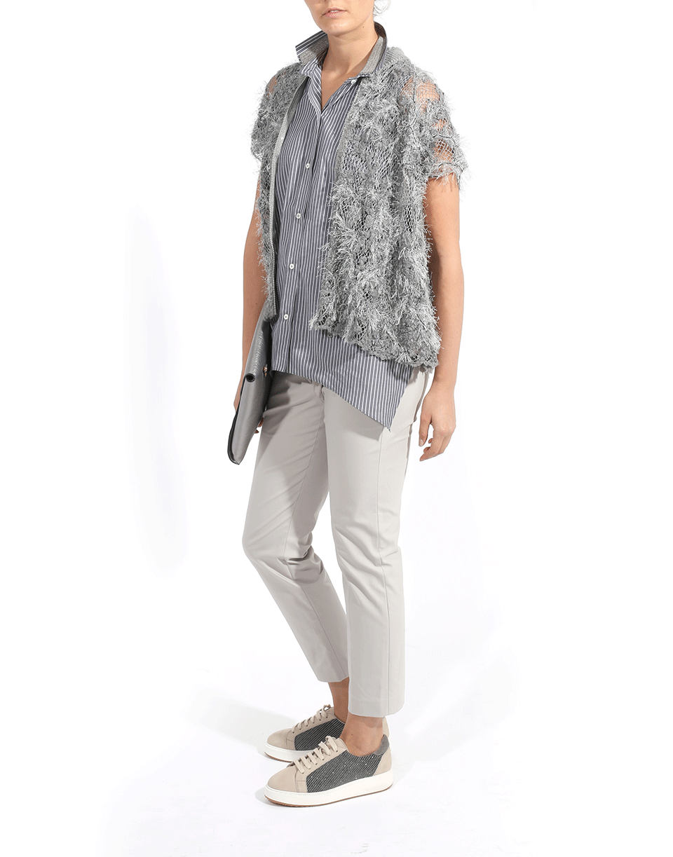 BRUNELLO CUCINELLI-Striped Monili Collar Blouse-