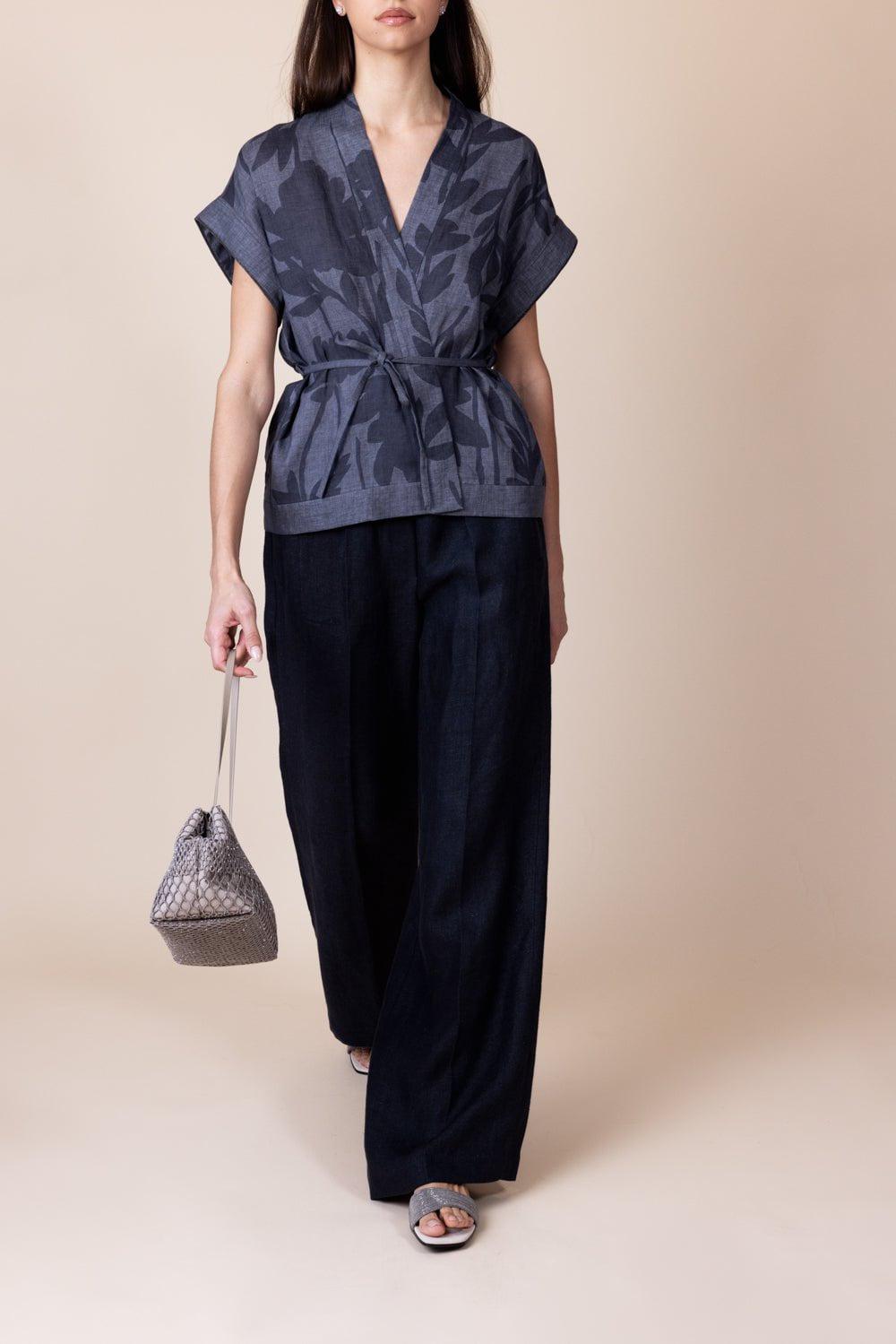 BRUNELLO CUCINELLI-Short Sleeve Wrap Blouse-