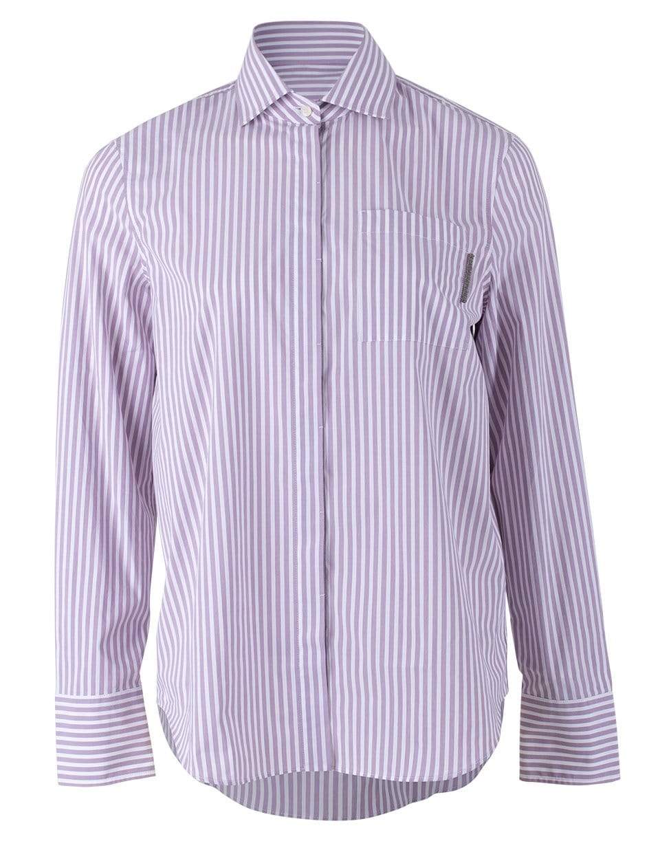 BRUNELLO CUCINELLI-Iris Cotton Poplin Stripe Shirt-