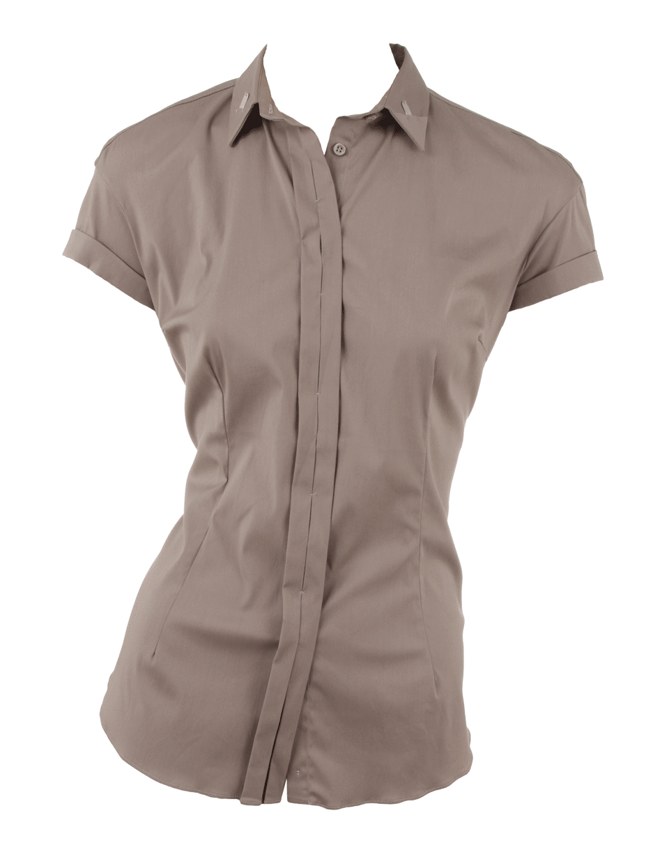 BRUNELLO CUCINELLI-Blouse with Silver Collar Stay-