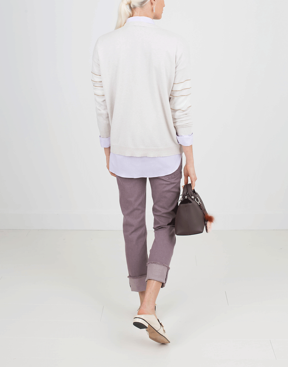 BRUNELLO CUCINELLI-Chambray Blouse With Double Monili Placket-