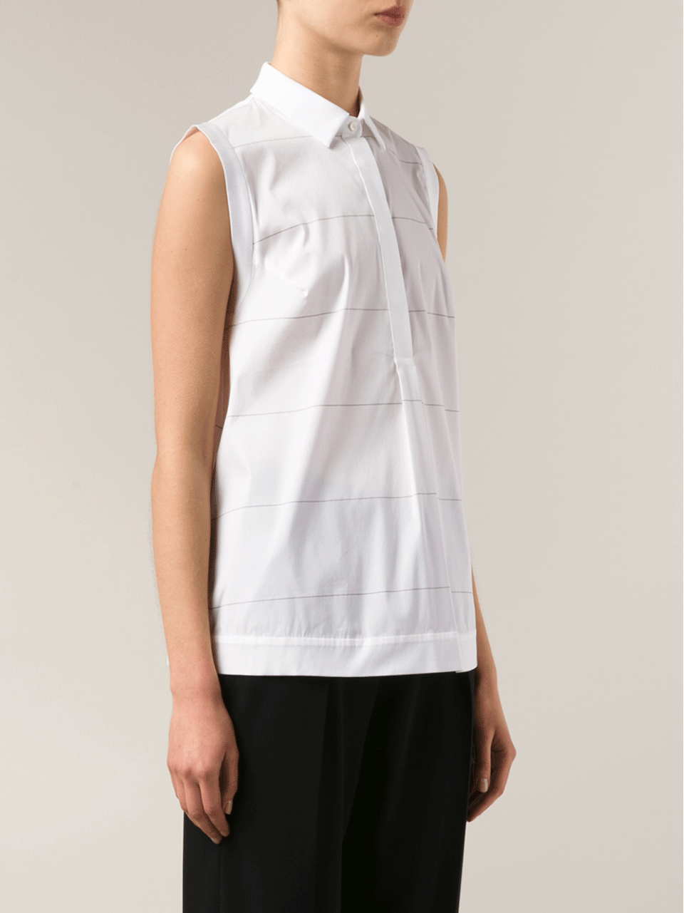 BRUNELLO CUCINELLI-Striped Henley Blouse-