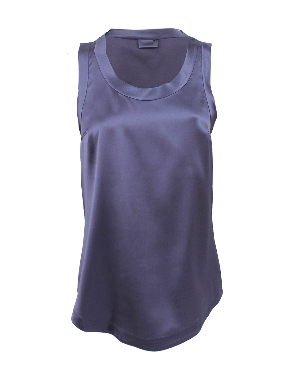 BRUNELLO CUCINELLI-Sleeveless Satin Scoopneck Tank-